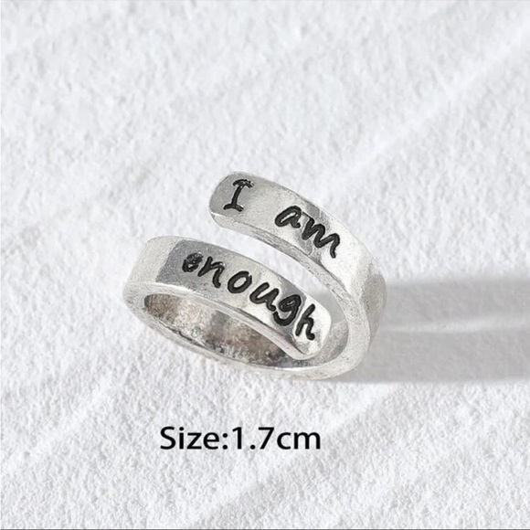 Silver I am enough spiral ring - Picture 2 of 3